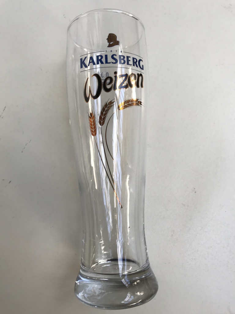 G 67 Bierglas  -Kelch  Karlsberg Urpils - 0,3 Liter Glas gebogen