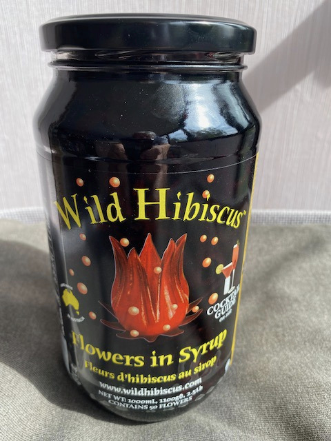 GKT 48 Wild Hibiscus Flower ;1,100 gr essbare Hibiscusblütenkelche in Sirup,für in Sekt und selbstgemachte Limonade sowie Finger Food