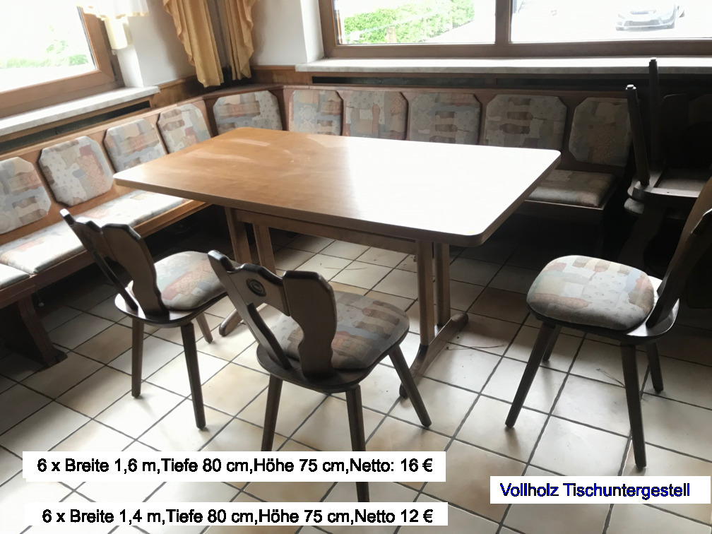 GTI 200-56 Gastro Tisch Holz.Restaurant.Bistro.Cafe. Breite 1,60 m und 1,40 m-mit Echtholz Untergestell .sehr. schön