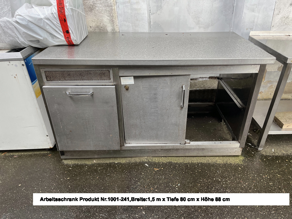 GTK 231-59 Gastro-Edelstahl Arbeitsschrank,rechts Schublade,Breite-1,90m x 0,60m,4 seitig offen, mit Aufkantung hinten und Grundboden