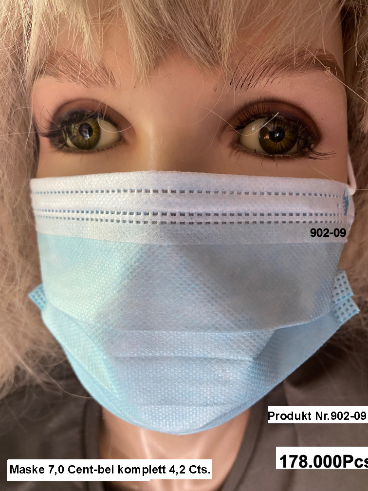 G570-24-Chirurgische Einweg- Maske 8,0 Cent- inkl.19 % in Packung mit  50 Stück,bei Komplett Abnahme 4,9 Cent- Einweg-Halbmaske-Mund-Nasenschutz-Typ KN 95,-CE Modell 9801-3 lagig,Latex frei, isoliert 96% aller Mikroorganismen