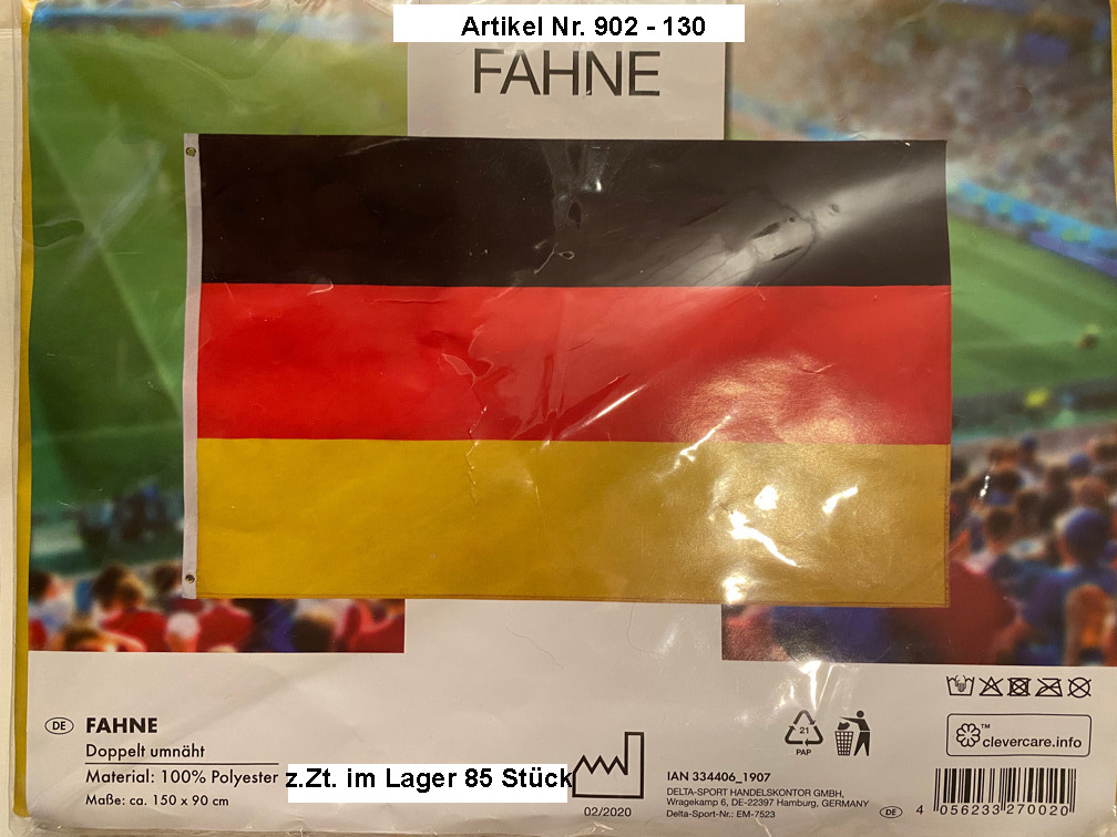 G 570-09 -Fahne 150 cm x 90 cm doppelt umnäht- Hiss Fahne mit Ösen-Schwarz-Rot-Gold-Deutschland-als 1 er oder 5 er Set solange Vorrat da ist-Fan Artikel Weltmeisterschaft