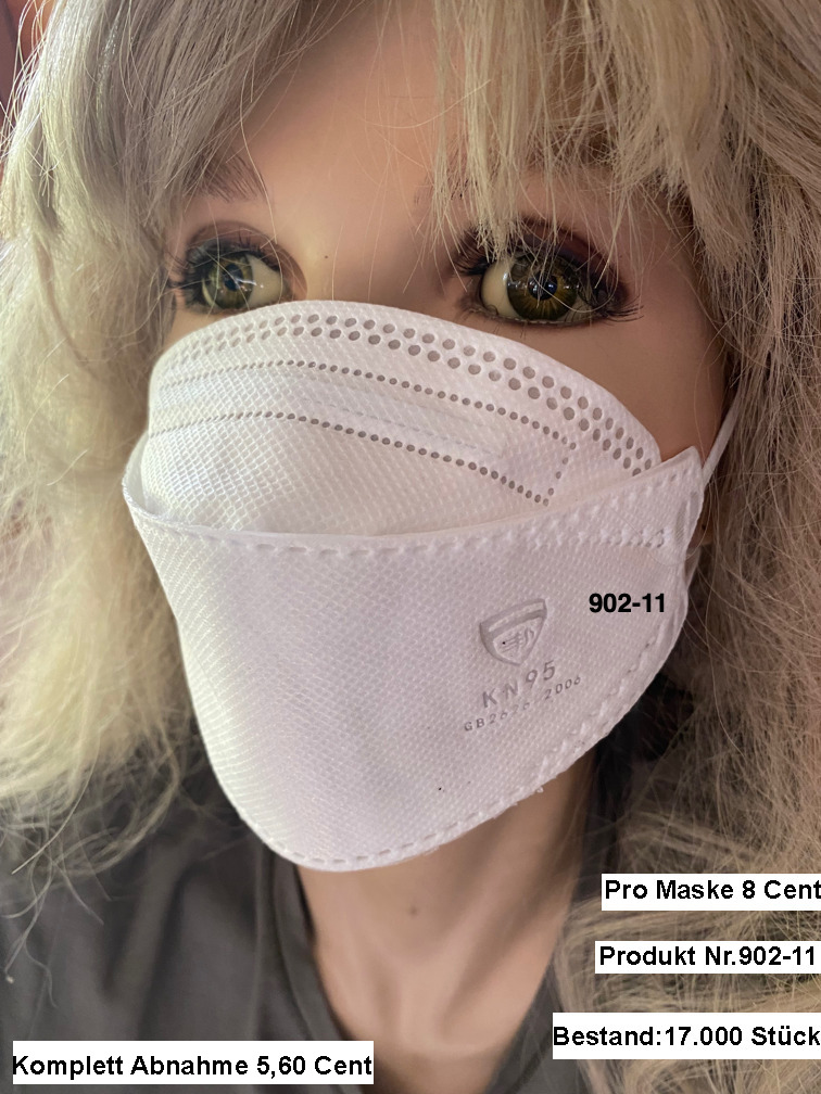 G570-23-Eine Maske 8,0 Cent- inkl.19 % in Packung mit  10 Stück,bei Komplett Abnahme 5,6 Cent- Einweg-Halbmaske-Mund-Nasenschutz-Typ KN 95,-CE Modell 9801-3 lagig,Latex frei, isoliert 96% aller Mikroorganismen