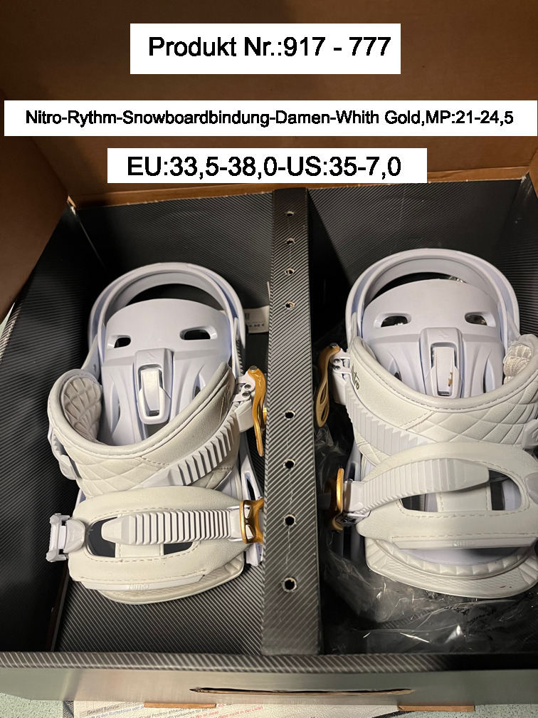Sport-Winter 15- Nitro-Rythm-Snowboardbindung-Damen White/Gold-“S“,MP:21-24,5-EU:33,5-38-US:35-7,0-das Produkt ist Neu-Original verpackt 